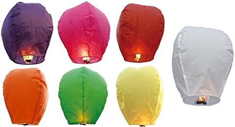 ComeToAm 5pcs Oval Shape Sky Fly Fire Lanterns Wish Party Wedding Birthday Paper Lamp Multi Color