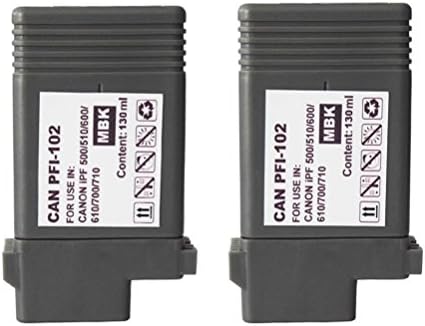 Ink Choice Compatible Ink Cartridge Replacement for Canon PFI-102 (130ml ) - imagePROGRAF iPF500, iPF510, iPF600, iPF605, iPF610, iPF700, iPF710, iPF720 printers (2 Pack, 2 Matte black)