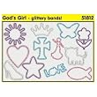 Pk of 12 Faith Bands Shaped Rubber Bands: God's Girl