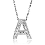 Sterling Silver CZ Letter A Initial Pendant