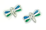 Cute Coloured Enamel Sterling Silver Butterfly Stud Earrings