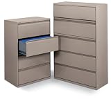 Hon 800 Series Five Drawer Lateral File Cabinet, One Roll-out Top Shelf 36 in. w. Light Gray 885LQ