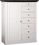 Steens 31702113 Highboard Monaco 123 x 104 x 46.5 cm in Kiefer massive, wei&szlig; und dunkelbraun