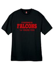 Sports: Mens Funny Former Falcons 1st Round Draft Pick Black T Shirt (Large) - Custom