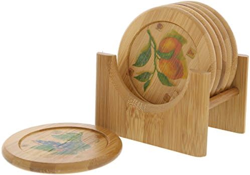 Bamboo Coaster - Round Bamboo Coaster - 6 Piece Set - 4 Inch