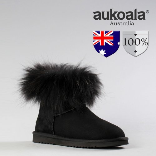 Aukoala Snow Boots Australia Sheepskin Warm Nataleta For Womens_Black_Us Size 8 On Sale