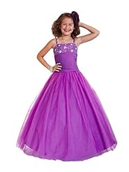 Girls Crystal Lace Pleated Crystals  Spaghetti Strap Corset   Waistline  Ball Gown Pageant Dress/Party Dress 
