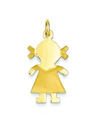 14K Yellow Gold Girl Pendant Charm Family Jewelry
