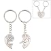 Rhinestone Accent I Love YOU Divided Heart Pendant Keyring Lovers Keychain