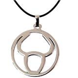 Zodiac Sign Necklace Taurus Pendant Stainless Steel on Rubber Cord By Bucasi