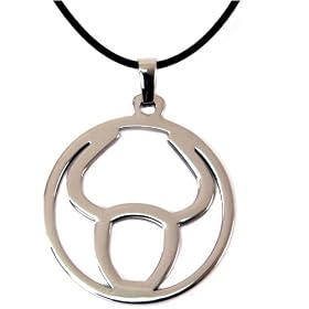 Zodiac Sign Necklace Taurus Pendant Stainless Steel on Rubber Cord By Bucasi