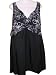 Delta Burke Extended Plus Size Swimdress, Tankini, Swim Dress, One Piece Swimsuit, Size 28w-34w, Black with Black & White Tropical Print