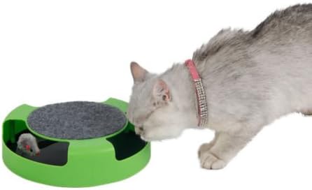 MeowWoof Case of 2 Cat Toy With Rotating Mouse Kitten Toy Spinning Mouse Rotates 360° With Scratch Pad