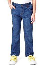 Pure Cotton Adjustable Waist Straight Leg Jeans