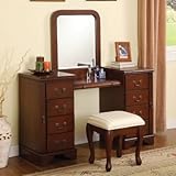 Louis Philipe Cherry Finish Vanity Set with Bench by Acme Furniture