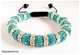 Aquamarine 15 Beads Shamballa Style Bracelet