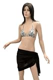 Hot Black Sheer Jacquard Border Sarong Beach Wrap Half Pareo Swim Skirt Valentine's day Gift
