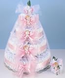 4 Tier Elegant Diaper Cake for Baby (Pink)