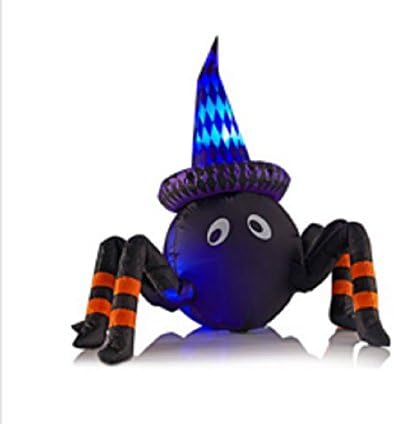 HALLOWEEN INFLATABLE 4' LED SPIDER WITH WITCH HAT