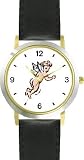 Angel In Flight No.4 - Cherub, Angel or Cupid Theme - WATCHBUDDY&reg; DELUXE TWO-TONE THEME WATCH - Arabic Numbers - Black Leather Strap-Size-Large ( Men's Size or Jumbo Women's Size )