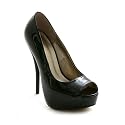 Ollio Women's Stilettos Pump Open Toe High Heel Enamel Multi-Color Shoes