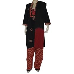 India Salwar Kameez Cotton Printed Embroidered Dress Size L (slk423a)