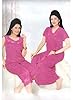 Indiatrendzs Women's Silk Satin Nighty Pink 3pc Set Bedroom Nightwear Dress Freesize