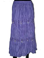 Girl's Wear-cotton Skirt New Age Blue Color with Bells Womens Skirt Indian Clothing Free Shipping