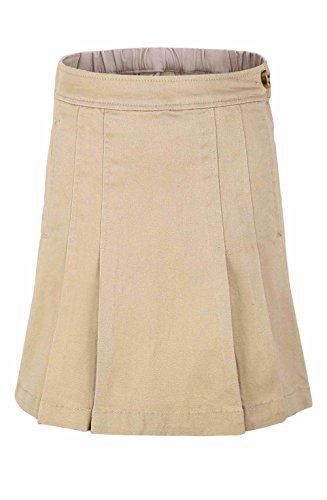 Bienzoe Girl's Cotton Stretchy Twill School Uniforms Pocket Pleated Skirt