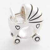 Pandora Trollbeads Compatible 925 Sterling Silver- Lovely Baby Cart/ Trolley Compatible with Pandora, Troll, Biagi, Chamilia Bracelets