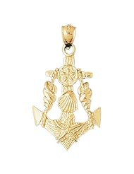 CleverEves 14K Gold Pendant Anchor with Shells 5.1 - Gram(s)