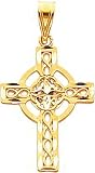 14K Gold Diamond Cut Celtic Cross Pendant