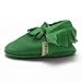 SAYOYO Baby Green Tassels Soft Sole Leather Infant Toddler Prewalker Shoes (6-12 Months, Green)