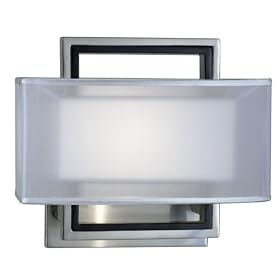 Nova Lighting 6349 Amarillo 2 Silver Sconce, Brushed Nickel & Dark Brown Wood with Ghost White Shade