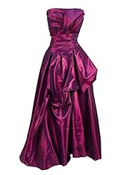 Strapless Gathered Pleated Bubble Dress Full-Skirt Taffeta Prom Dress 