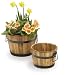 BEAUTIFUL BURNTWOOD SMALL BARREL GARDEN PLANTER 21CM