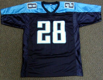 Chris Johnson Autographed Tennessee Titans Blue Jersey JSA