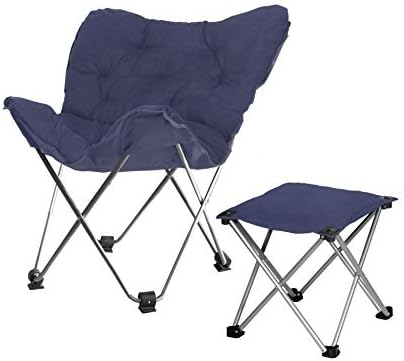 Rock Your Room Butterfly Chair with Footrest, Navy by Rock Your Room