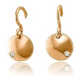 18k Gold Over Sterling Silver Round Disc Hoop Diamond Earrings - 0.06 carat