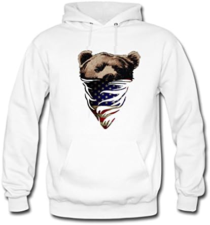 GoGoGing Mens Bandana Bear Novelty Classic Hoodie White L
