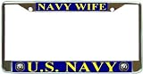 US Navy Wife Chrome Blue Metal License Plate Frame Holder