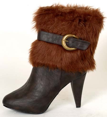 Fur Bootie Ladies Fashion Ankle Brown Boots Shoes