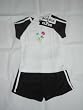 Girls Pull-on Terry Short Set with Side Stripes and Appliqued T Shirt in Black