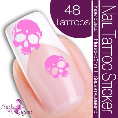 Nail Tattoo Sticker Totenkopf / Sch&auml;del - rosa Preisvergleich