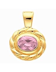 14K Yellow Gold Oval Cut Pink Sapphire Pendant -- LIFETIME WARRANTY