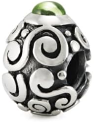Genuine Ohm Beads (TM) Product. 925 Sterling Silver Blue Stone Faberge Egg European Bead Charm (13 x 9 mm). 100% Satisfaction Guaranteed.