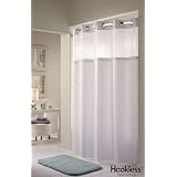 White Double H Hookless® Shower Curtain