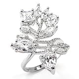 Designer Inspired Leaf Pave CZ Ring