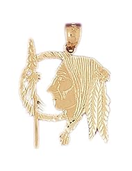 Dazzlers Solid 14k Gold Native American Indians Head Charm Pendant Available in three colors from jewelsberry (weights: 1.9 grams only)