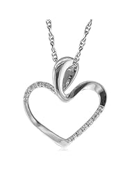 Sterling Silver Diamond Heart Pendant Necklace (GH, I1-I2, 0.03 carat)